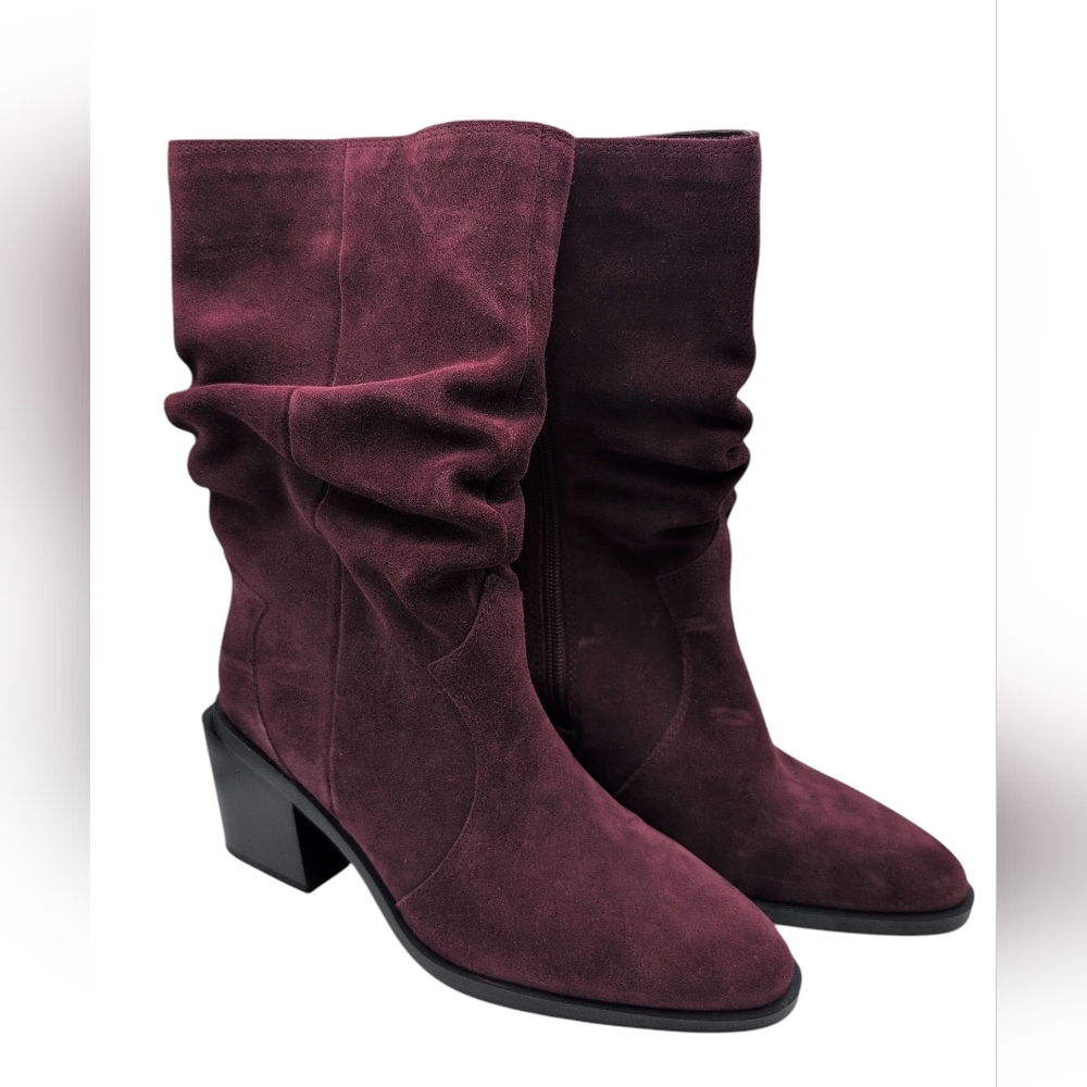 Vince Camuto Kenidra Suede Slouch Side Zip Boots Water Repellent Size 6